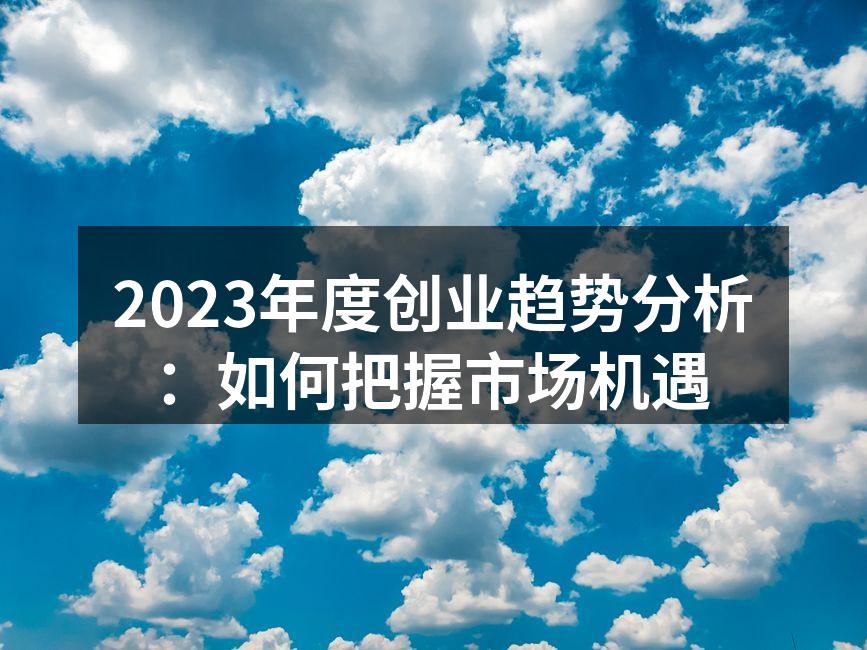 2023年度创业趋势分析：如何把握市场机遇